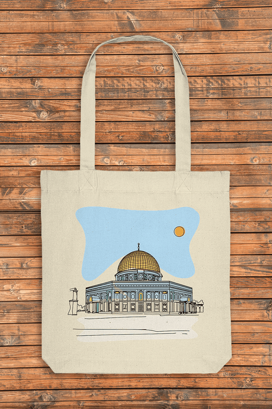 Jute Beutel Masjid al-Aqsa/ al-Sakhra in Jerusalem Fine Line Groß