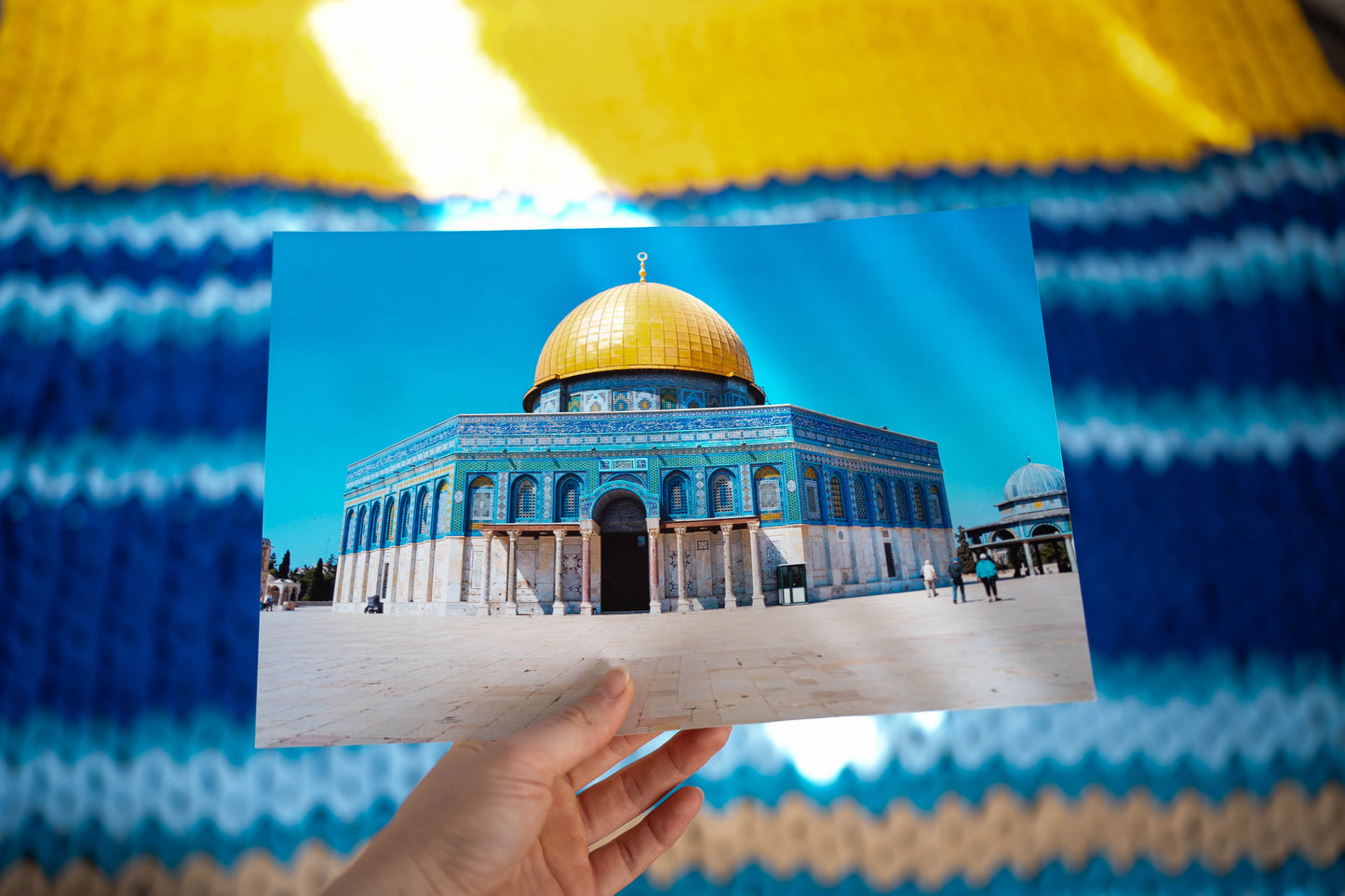 Chunky Garn Decke in den Farben der al-Sakhra/Al-Aqsa Moschee in Jerusalem