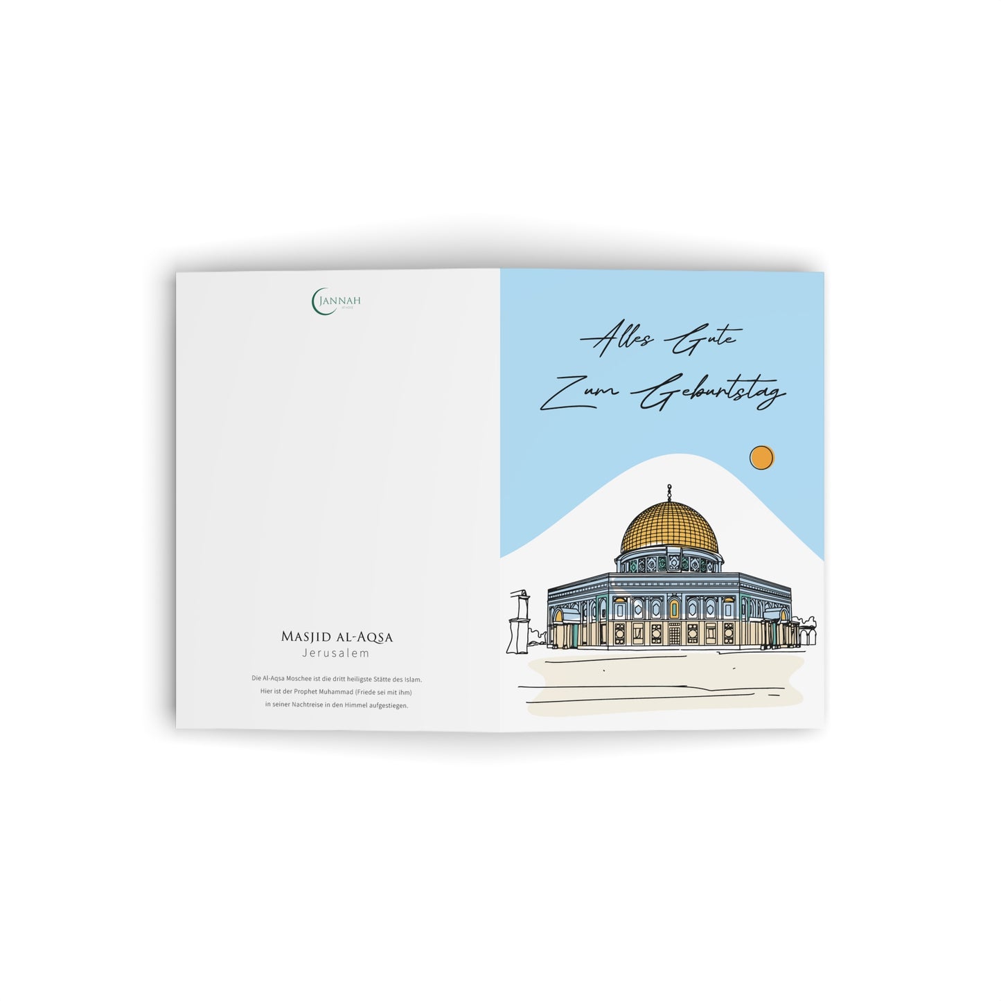 Islamische Grußkarte Masjid al-Sakhra/ al-Aqsa in Jerusalem Fine Line Geburtstag