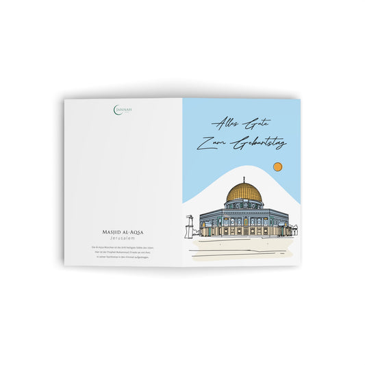 Islamische Grußkarte Masjid al-Sakhra/ al-Aqsa in Jerusalem Fine Line Geburtstag