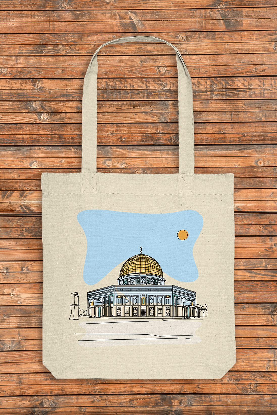 Jute Beutel Masjid al-Aqsa/ al-Sakhra in Jerusalem Fine Line Groß