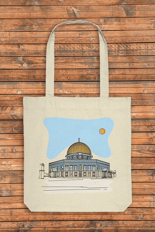 Jute Beutel Masjid al-Aqsa/ al-Sakhra in Jerusalem Fine Line Groß
