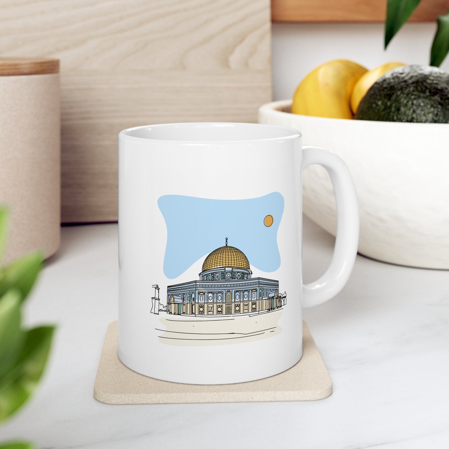 Tasse Masjid al-Sakhra/ al-Aqsa Felsendom in Jerusalem Fine Line
