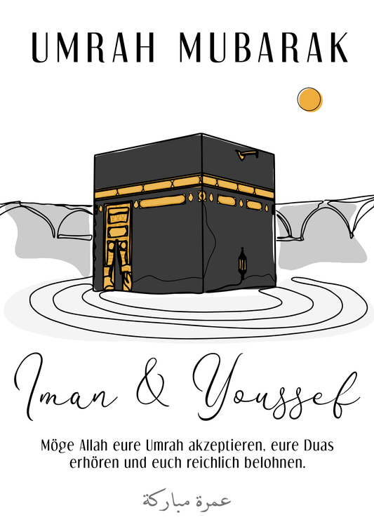 Umrah oder Hajj Mubarak Poster Makkah mit Wunschdua