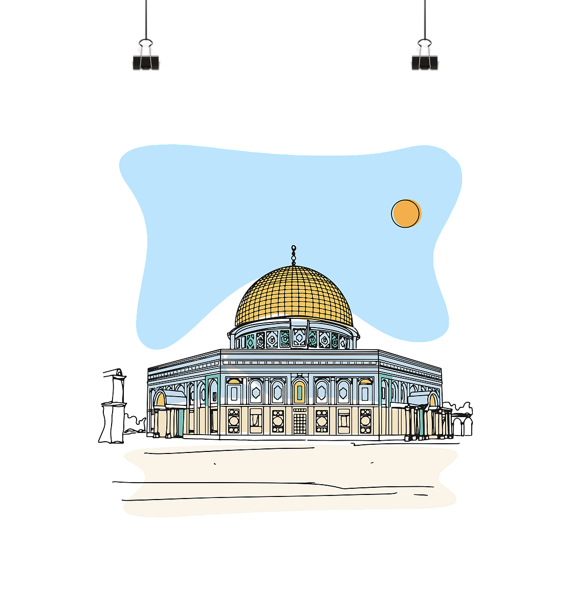 Poster al-Aqsa/ al-Sakhra Moschee in Jerusalem Fine Line