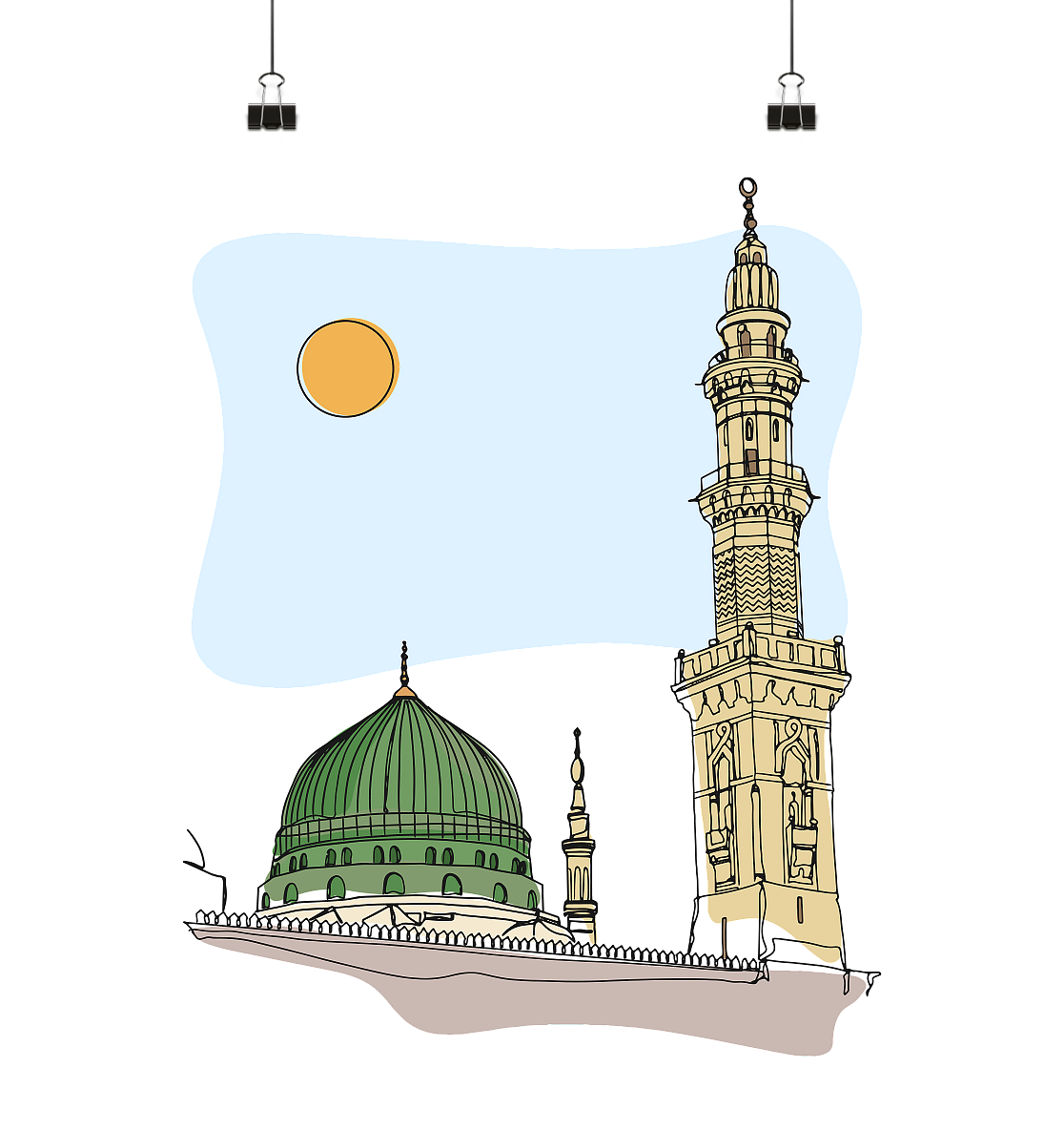 Poster an-Nabawi Moschee in Madina Fine Line